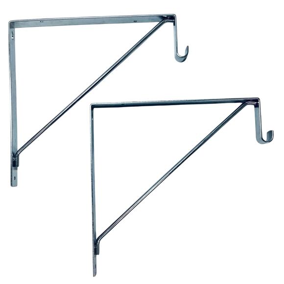 Heavy Duty Steel Fixed Shelf & Rod Support Brackets - set of 2 - Picture 1 of 6